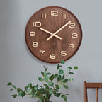 Walnut Wooden Wall Clock with Silent Movement
