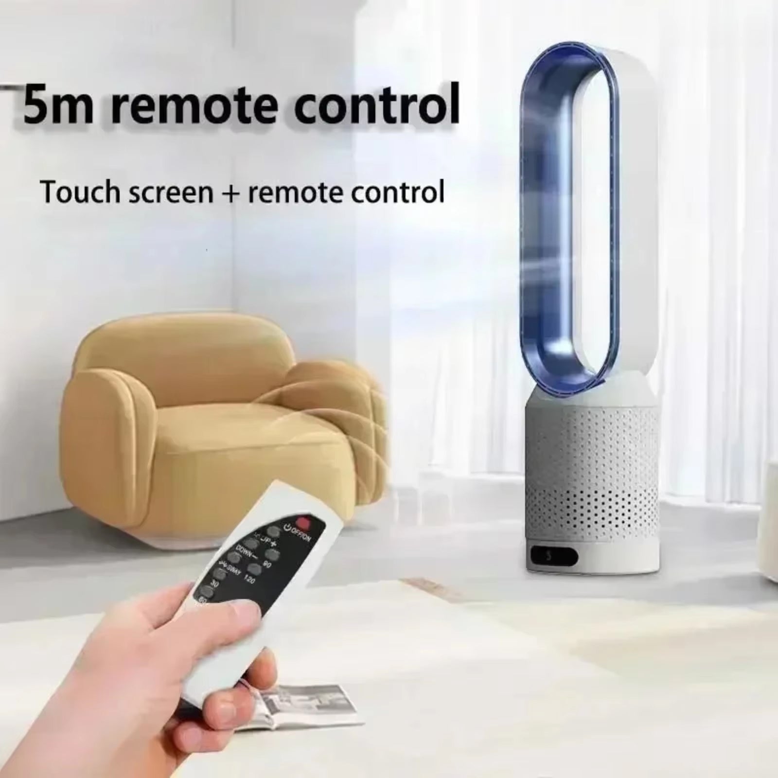 Whisparu Quiet Room Fan – Whole-Room Air Circulator, Full-Angle Oscillation & Whisper-Quiet Operation Mode