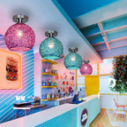 Woven Metal Globe Flush Mount Ceiling Light